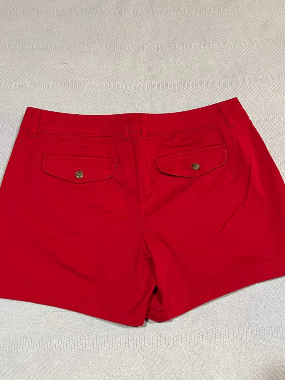 Liz Claiborne Red Chino Flat Front Cotton Pocket Mid Rise Shorts Womens Size 12 - Picture 4 of 4